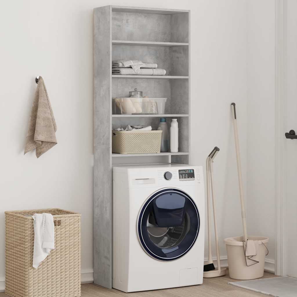 vidaXL Washing Machine Cabinet Concrete Grey 64x24x190 cm