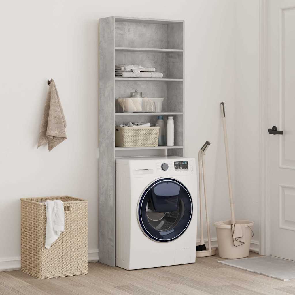 vidaXL Washing Machine Cabinet Concrete Grey 64x24x190 cm