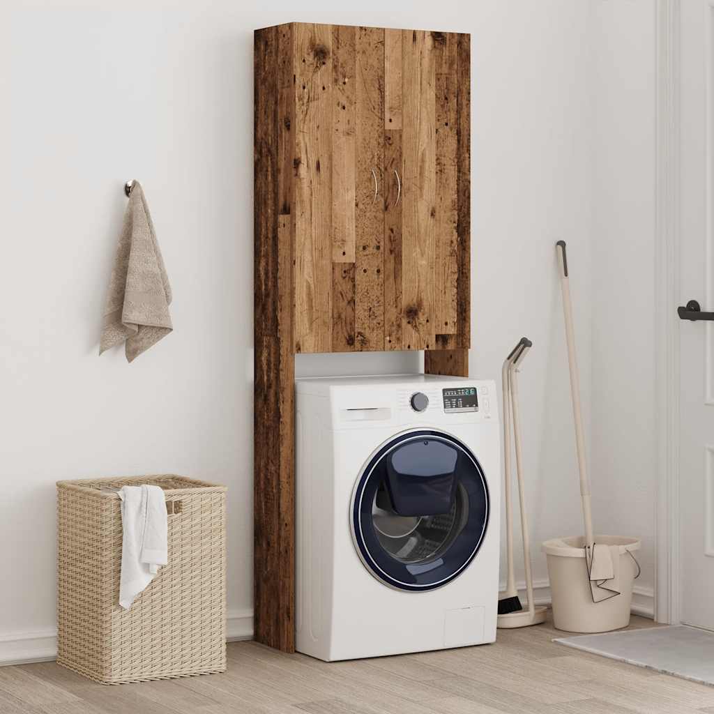 Washing Machine Cabinet Old Wood 64x25,5x190 cm