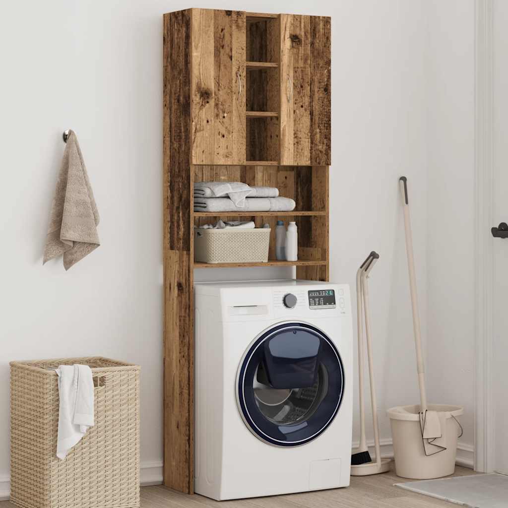 Washing Machine Cabinet Old Wood 64x25,5x190 cm