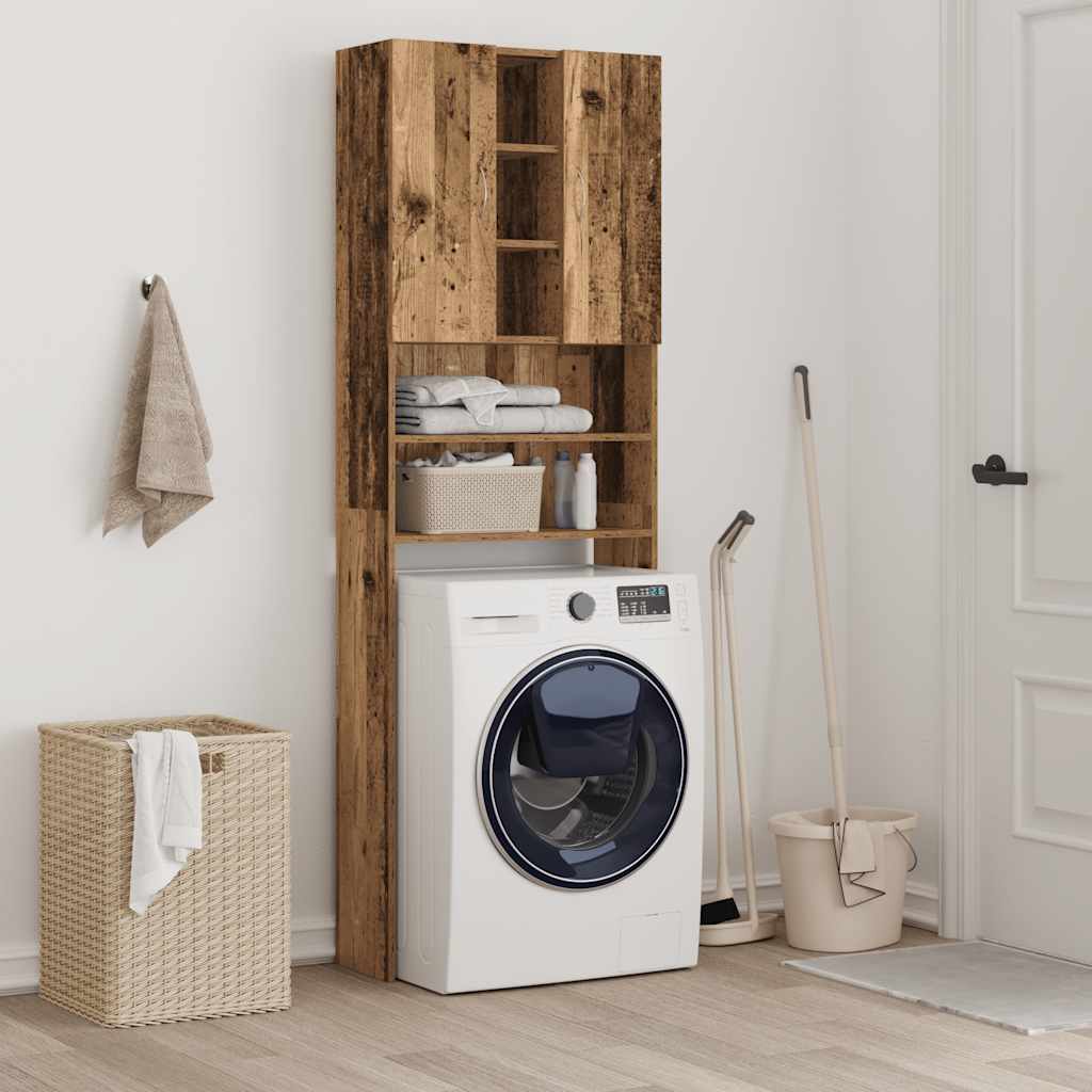 Washing Machine Cabinet Old Wood 64x25,5x190 cm