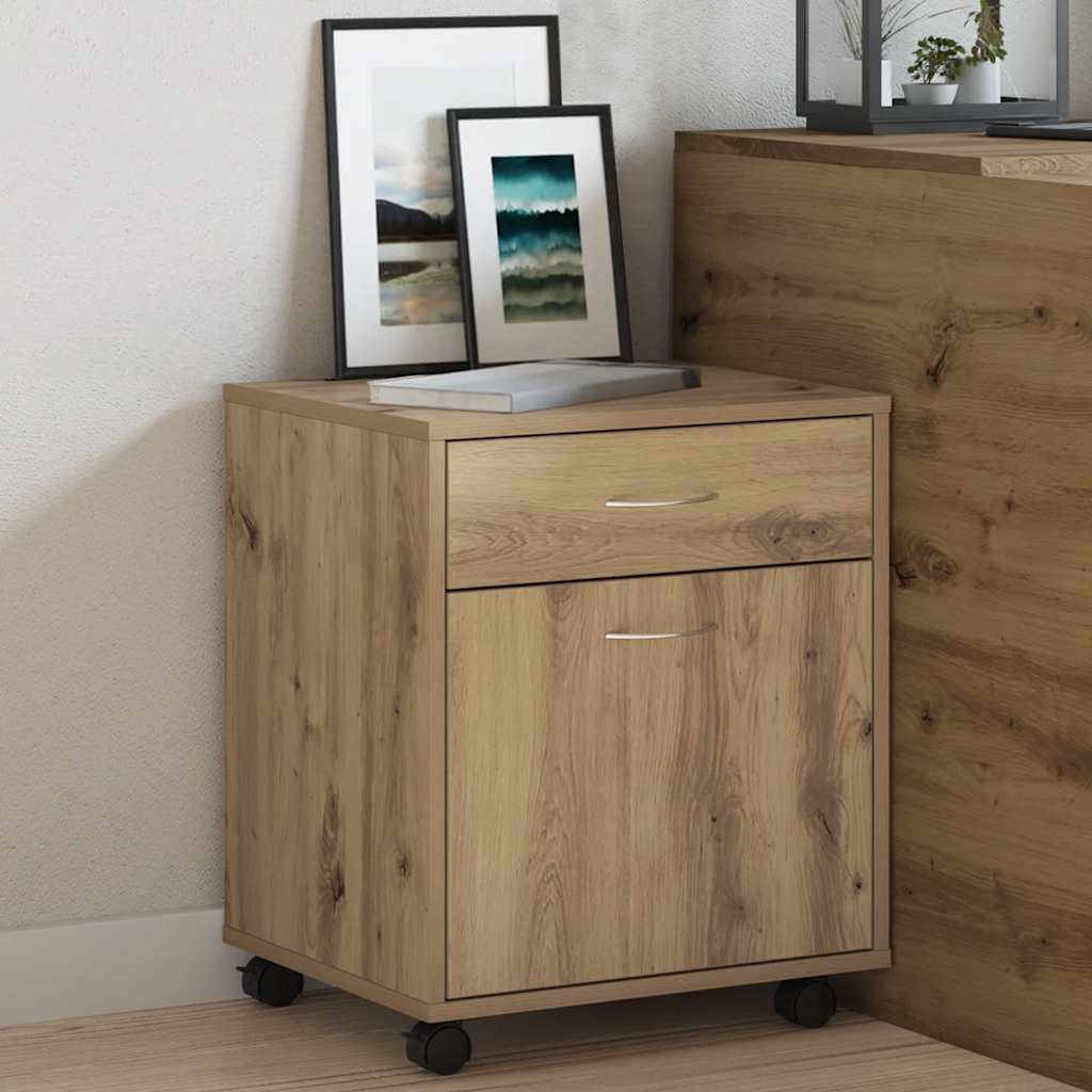 Rolling Cabinet Artisan Oak 45x38x54 cm Engineered Wood