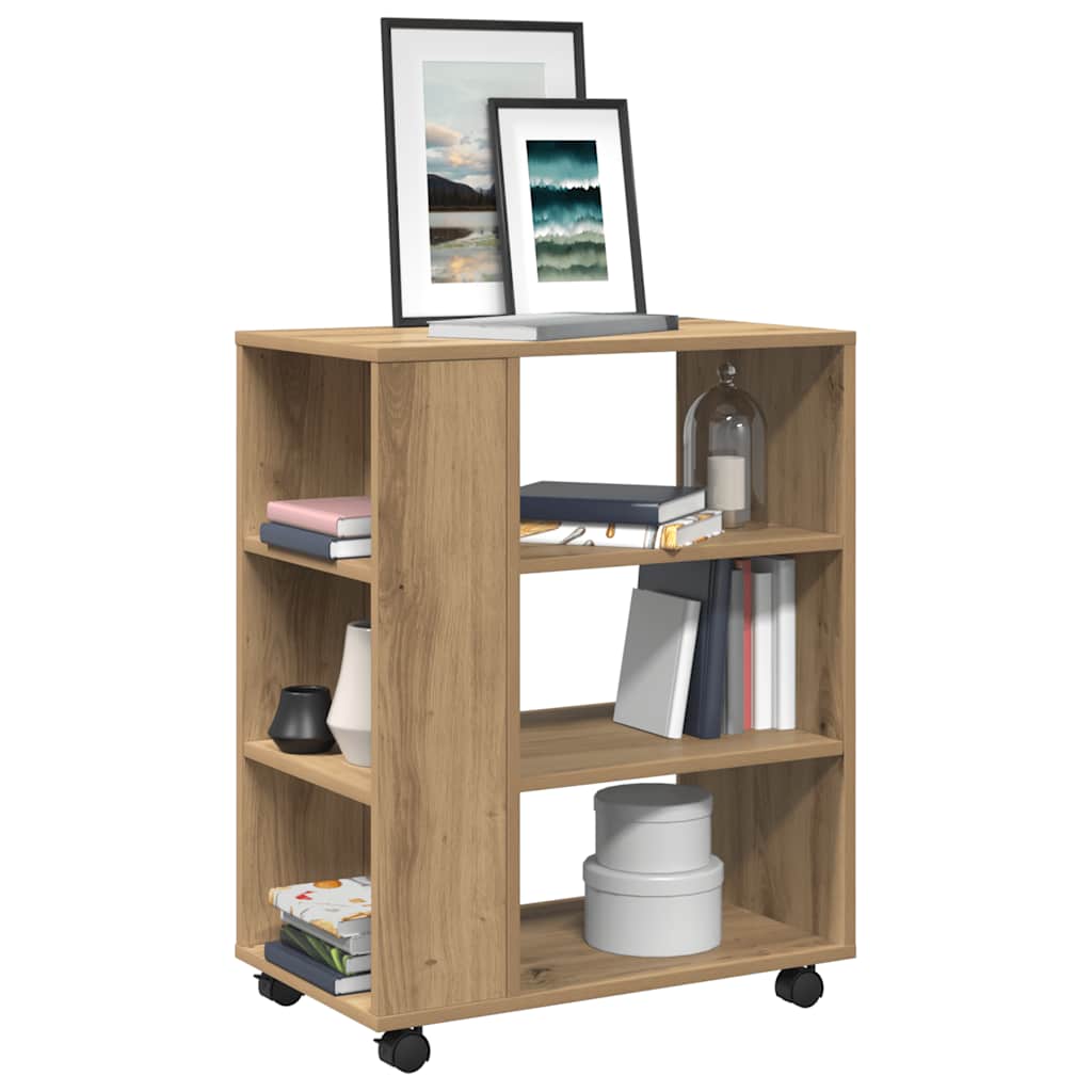 Rolling Cabinet Artisan Oak 60x35x75 cm Engineered Wood