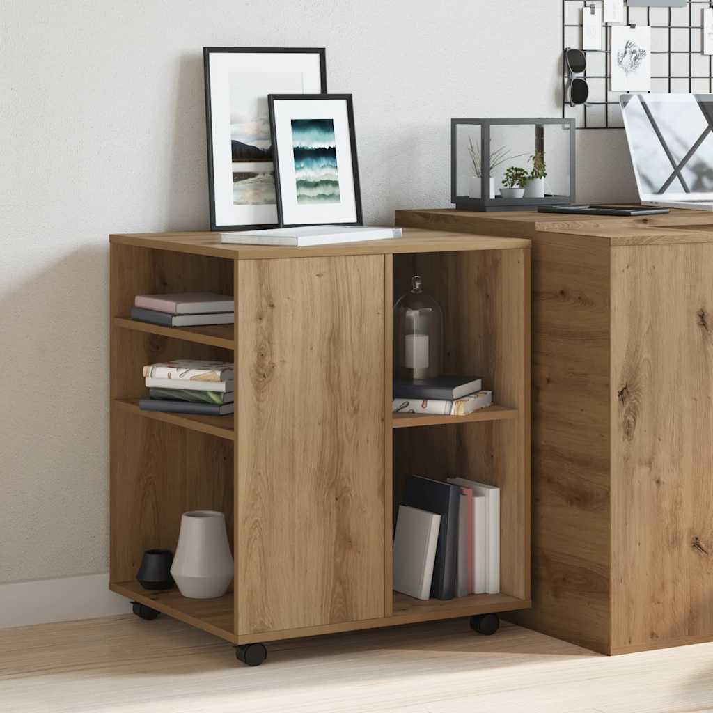 Rolling Cabinet Artisan Oak 60x53x72 cm Engineered Wood