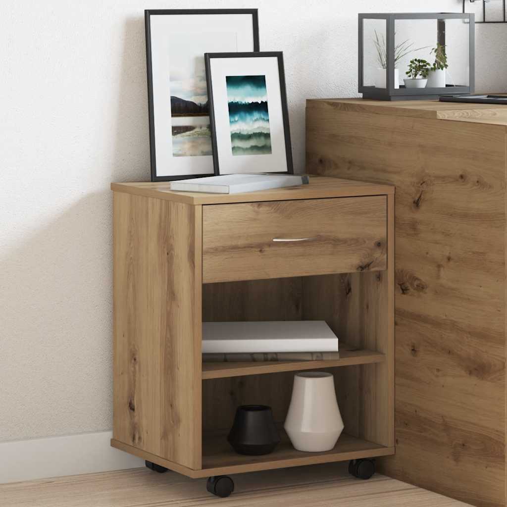 Rolling Cabinet Artisan Oak 46x36x59 cm Engineered Wood