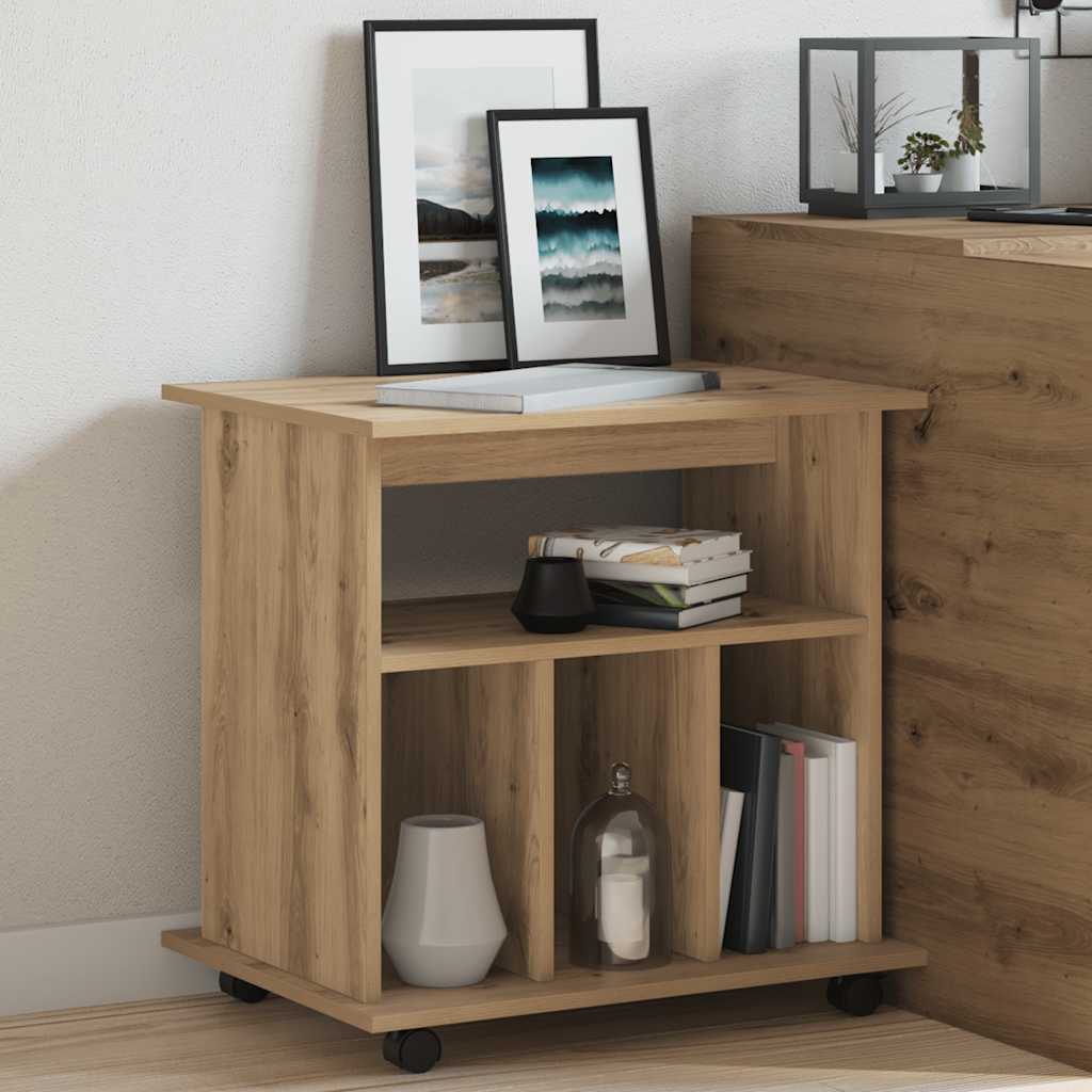 Rolling Cabinet Artisan Oak 60x45x60 cm Engineered Wood