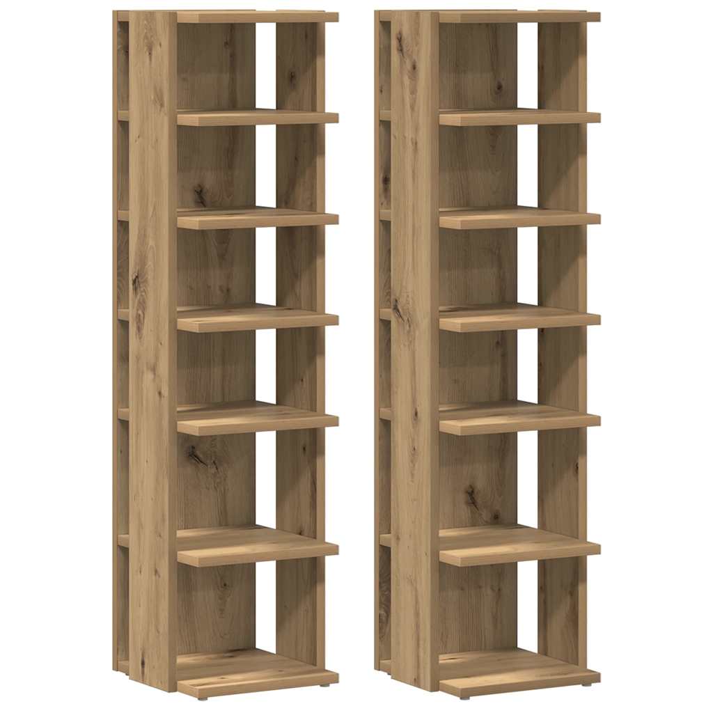 Shoe Cabinets 2 pcs Artisan Oak 28x27x102 cm Engineered Wood