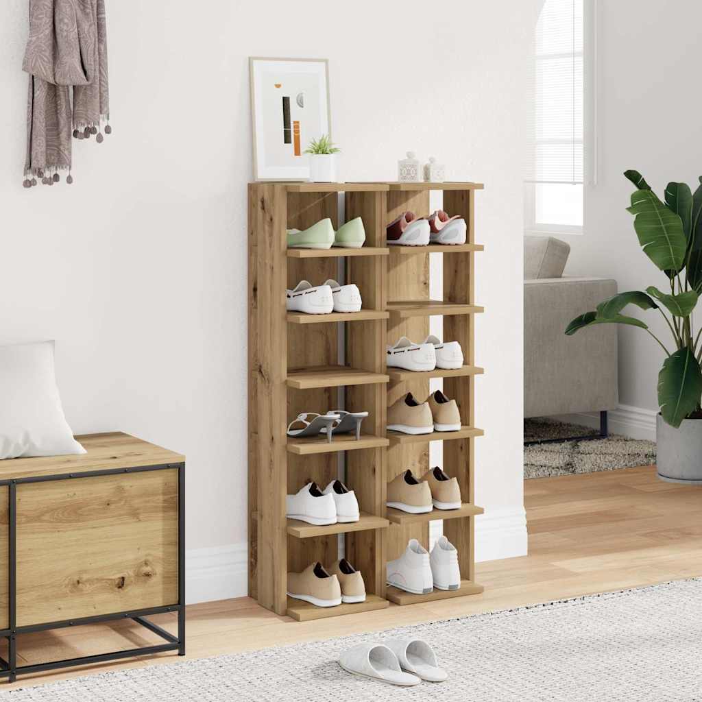 Shoe Cabinets 2 pcs Artisan Oak 28x27x102 cm Engineered Wood