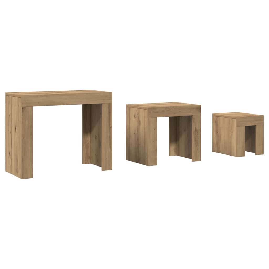 Nesting Coffee Tables 3 pcs Artisan Oak Engineered Wood