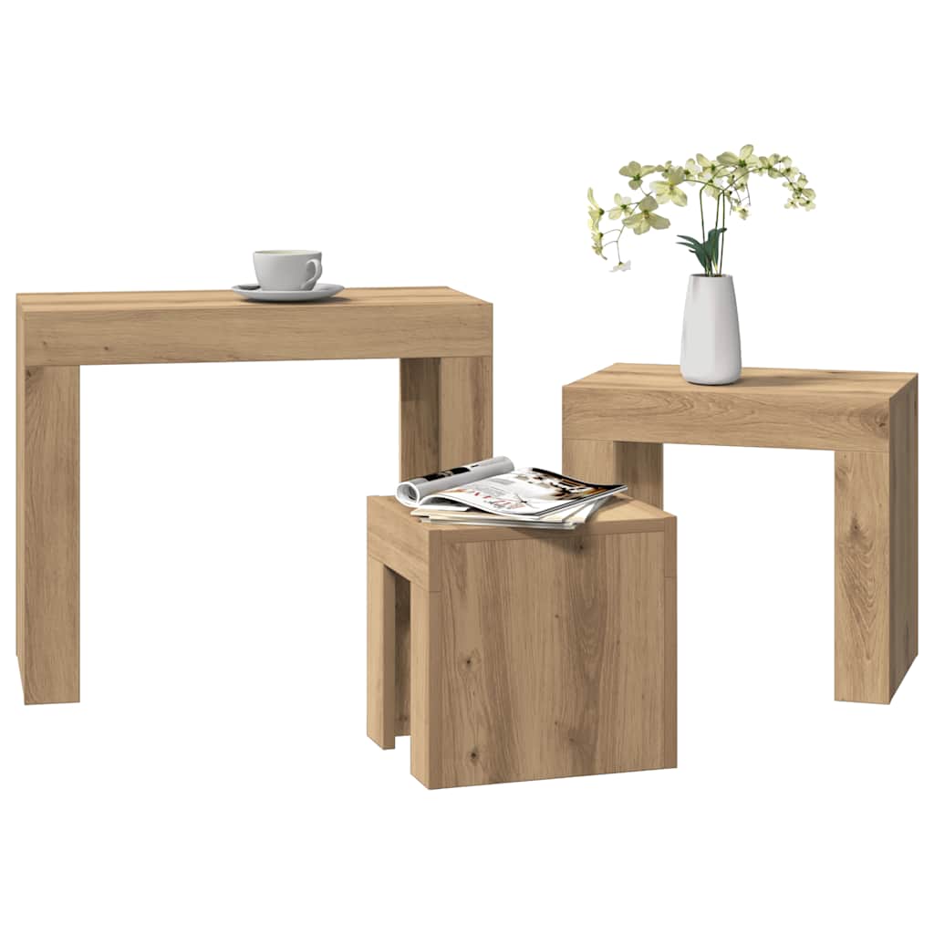 Nesting Coffee Tables 3 pcs Artisan Oak Engineered Wood