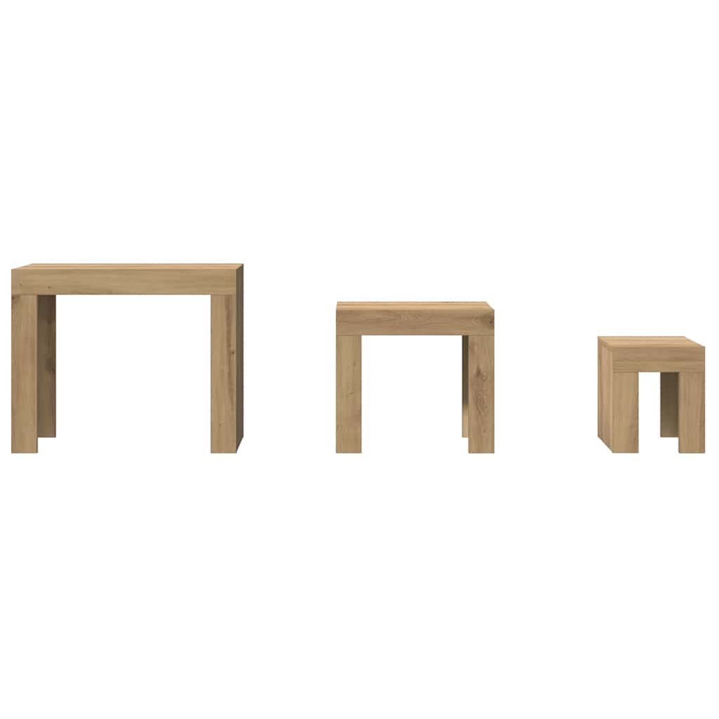 Nesting Coffee Tables 3 pcs Artisan Oak Engineered Wood