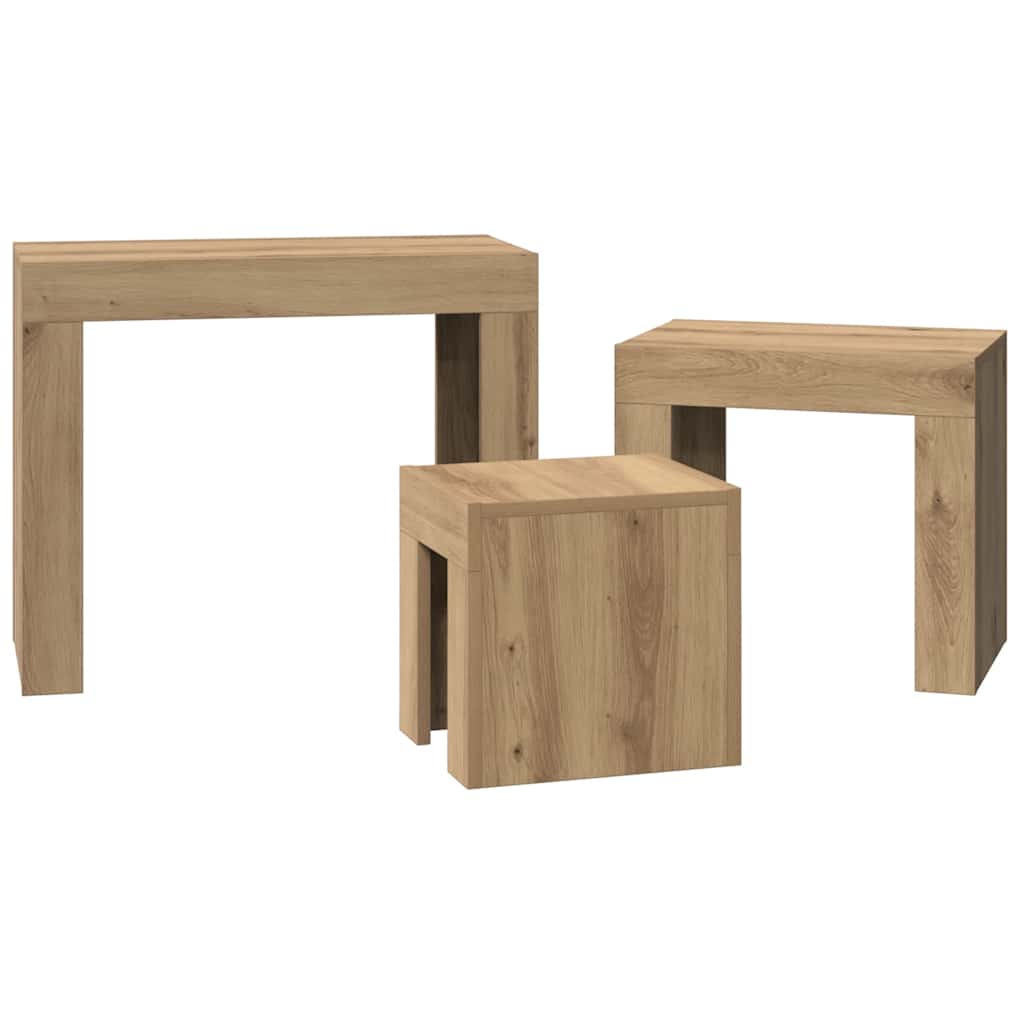 Nesting Coffee Tables 3 pcs Artisan Oak Engineered Wood