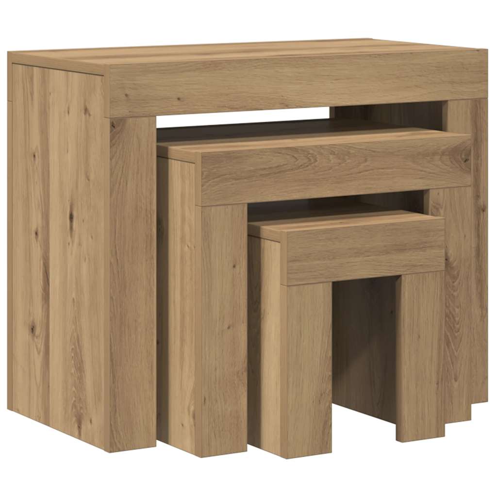 Nesting Coffee Tables 3 pcs Artisan Oak Engineered Wood