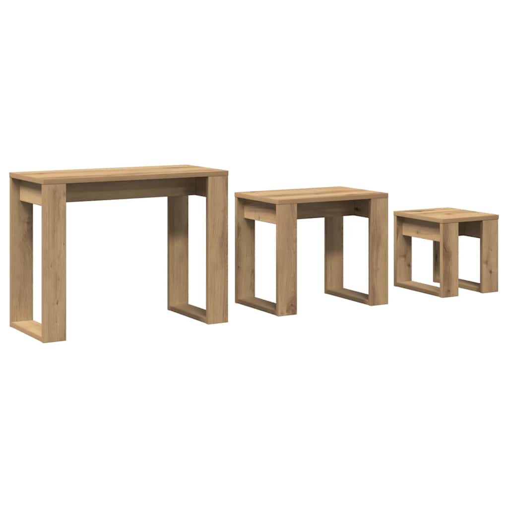 Nest of Tables 3 pcs Artisan Oak Engineered Wood