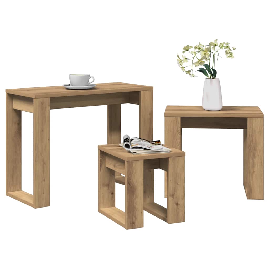 Nest of Tables 3 pcs Artisan Oak Engineered Wood