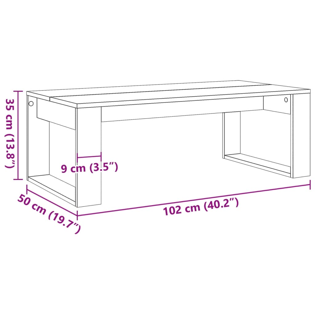 vidaXL Coffee Table Artisan Oak 102x50x35 cm Engineered Wood