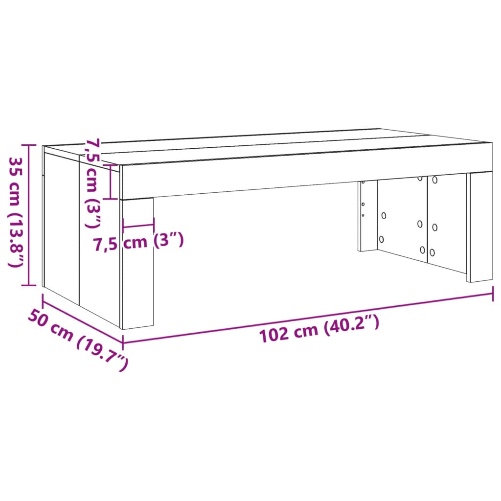 Coffee Table Old Wood 102x50x35 cm Engineered Wood