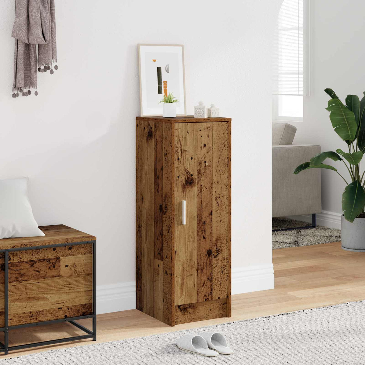 Shoe Cabinet Old Wood 32x35x92 cm Engineered Wood