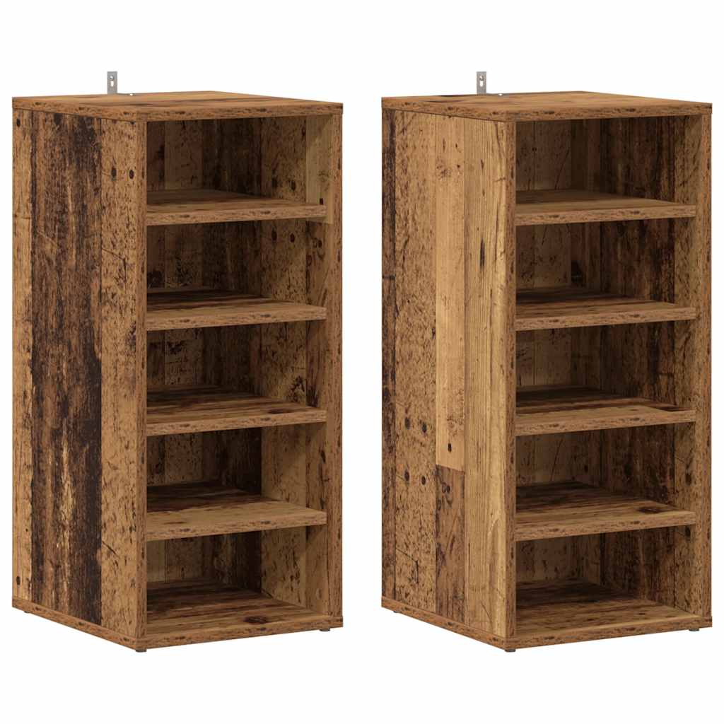 Shoe Cabinets 2 pcs Old Wood 32x35x70 cm Engineered Wood