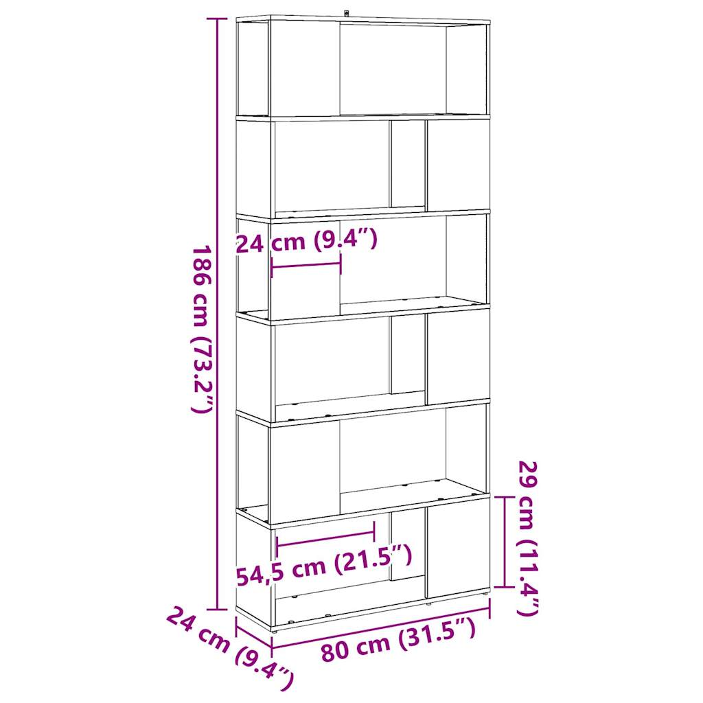 Book Cabinet/Room Divider Artisan Oak 80x24x186 cm
