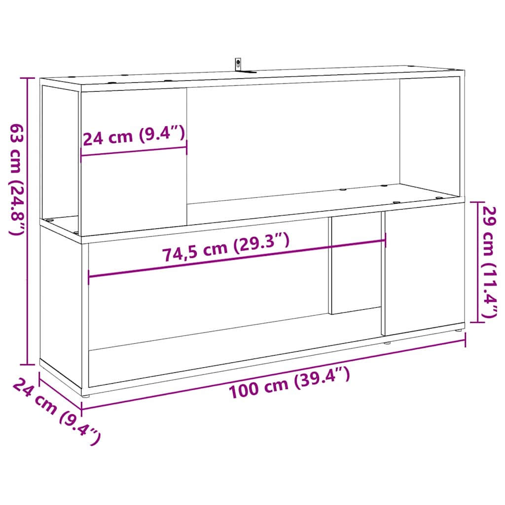 Book Cabinet Artisan Oak 100x24x63 cm Engineered Wood