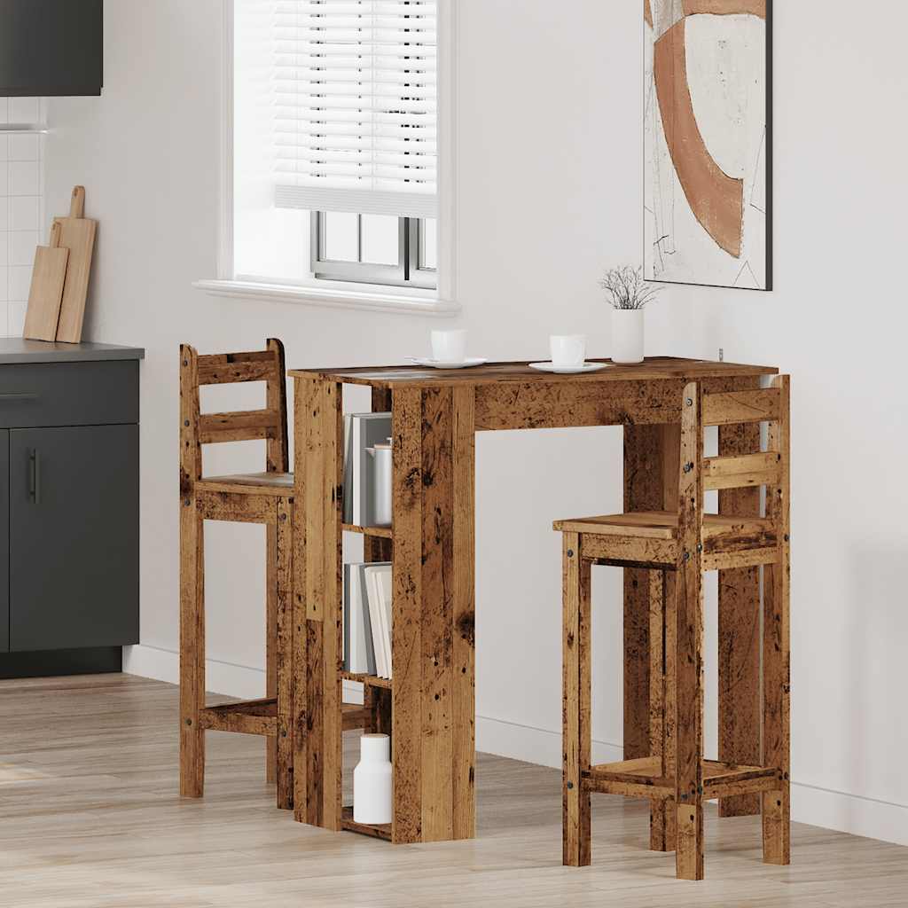 Bar Table with Shelf Old Wood 102x50x103.5 cm Engineered Wood