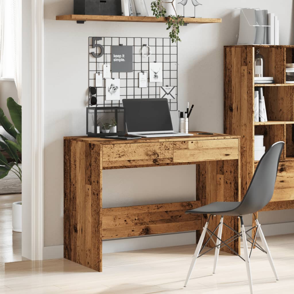 vidaXL Desk Old Wood 101x50x76.5 cm Engineered Wood