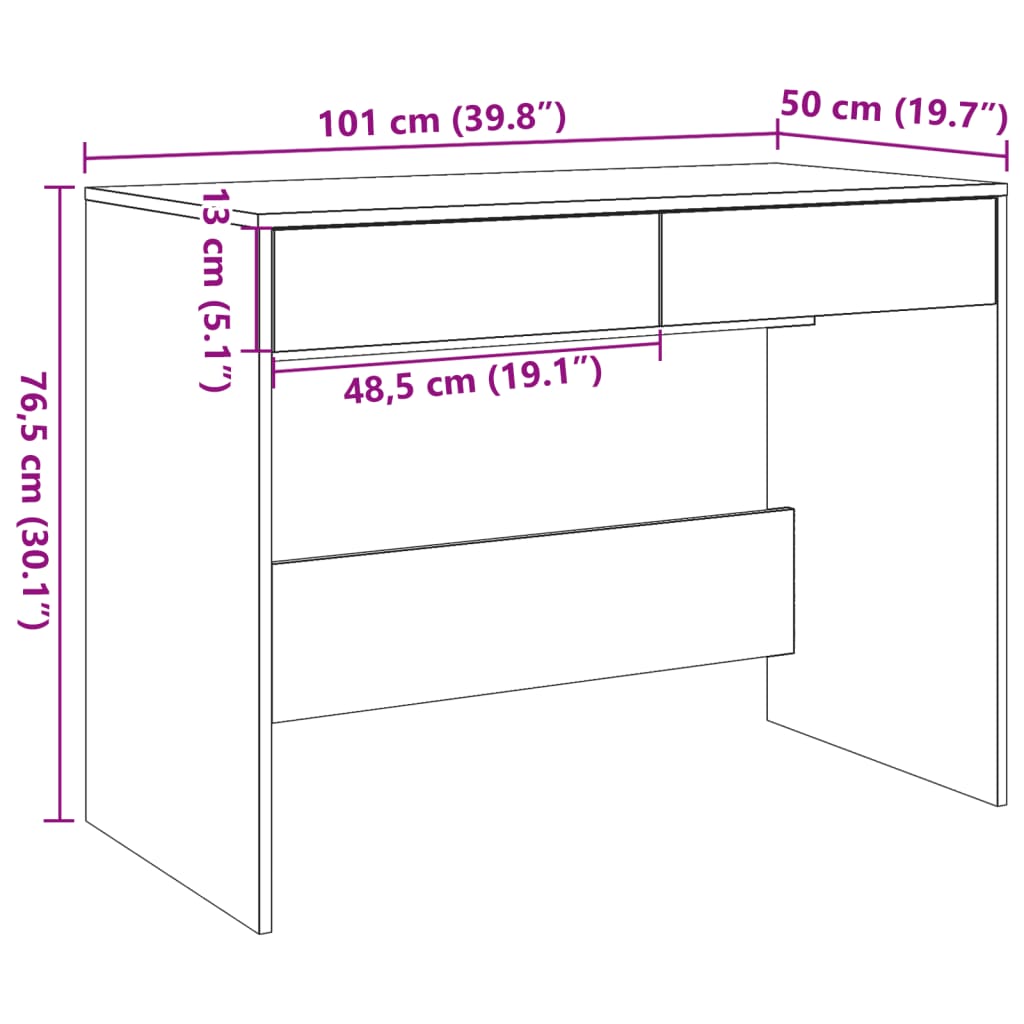 vidaXL Desk Old Wood 101x50x76.5 cm Engineered Wood