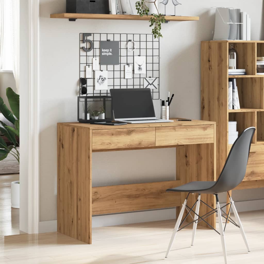 vidaXL Desk Artisan Oak 101x50x76.5 cm Engineered Wood