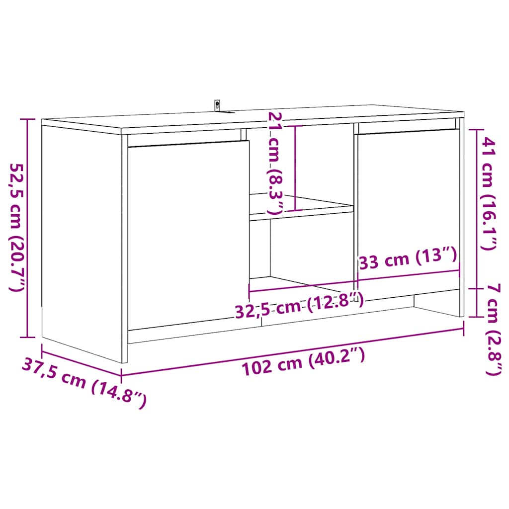 TV Cabinet Artisan Oak 102x37,5x52,5 cm Engineered Wood
