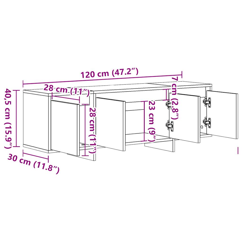 TV Cabinet Old Wood 120x30x40,5 cm Engineered Wood