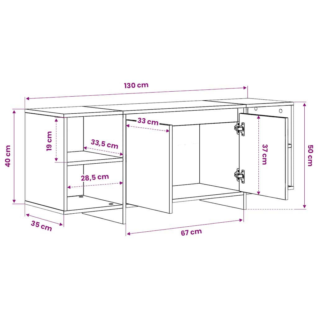 TV Cabinet Artisan Oak 130x35x50 cm Engineered Wood