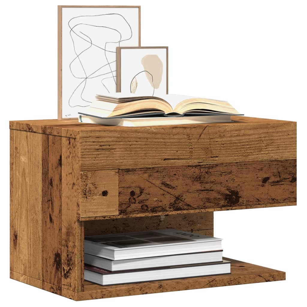 vidaXL Wall-mounted Bedside Cabinet Old Wood