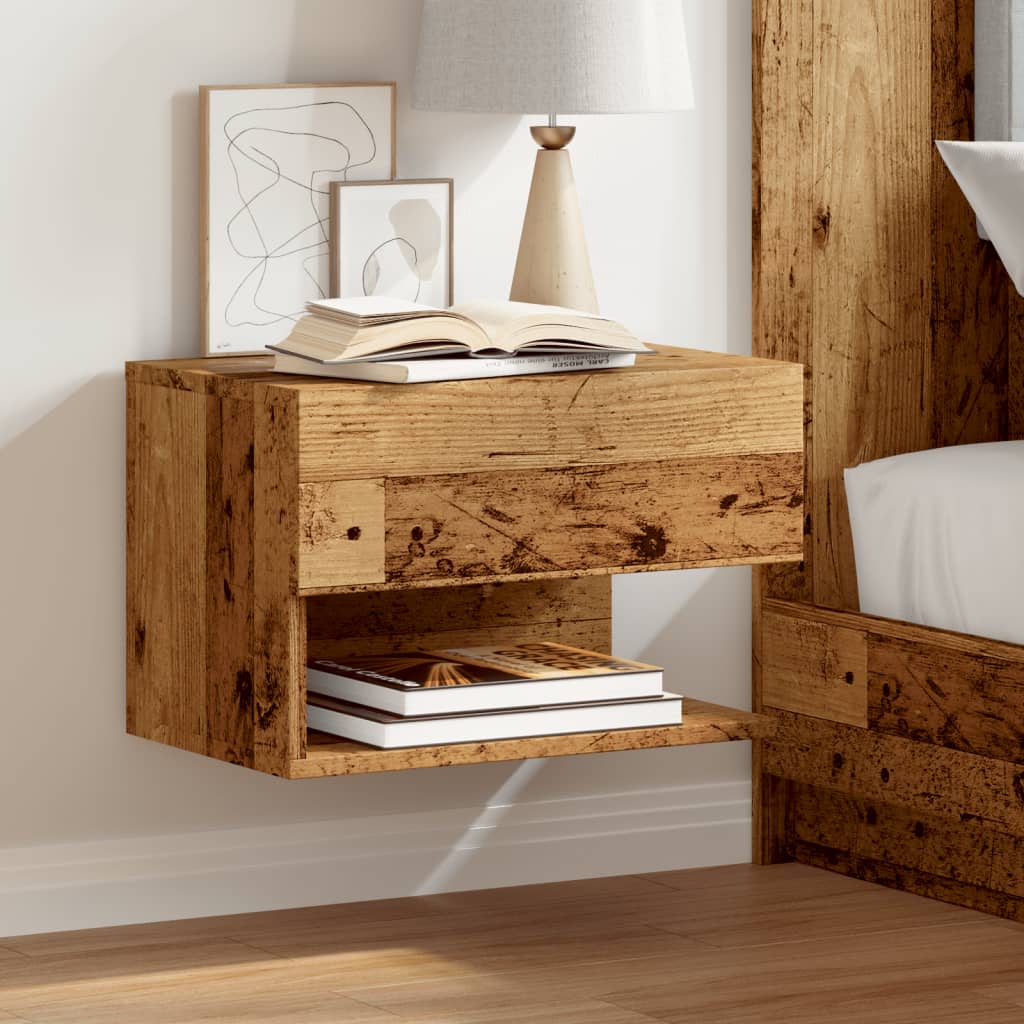 vidaXL Wall-mounted Bedside Cabinet Old Wood