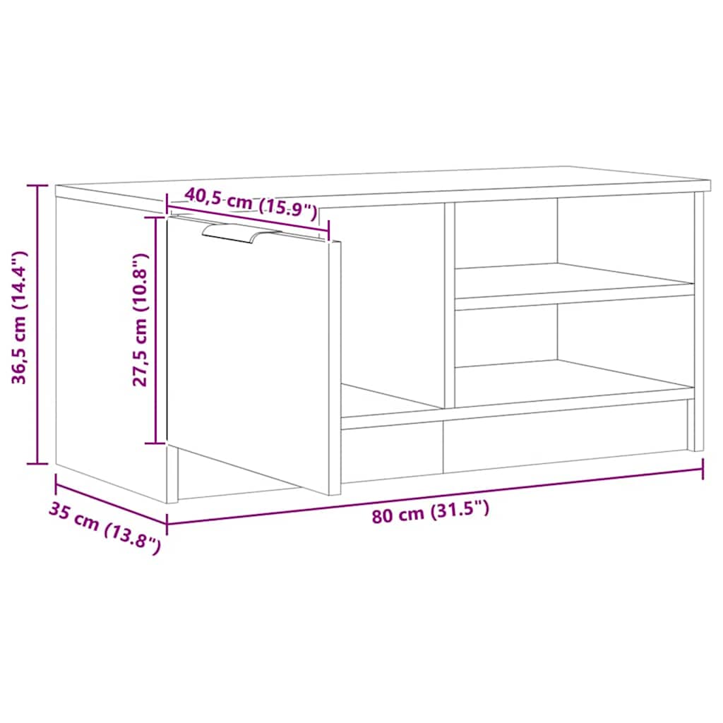 TV Cabinet Artisan Oak 80x35x36,5 cm Engineered Wood
