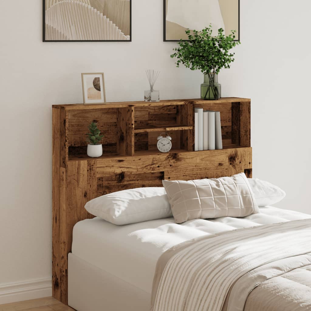 vidaXL Headboard Cabinet Old Wood 120x19x103.5 cm Engineered Wood