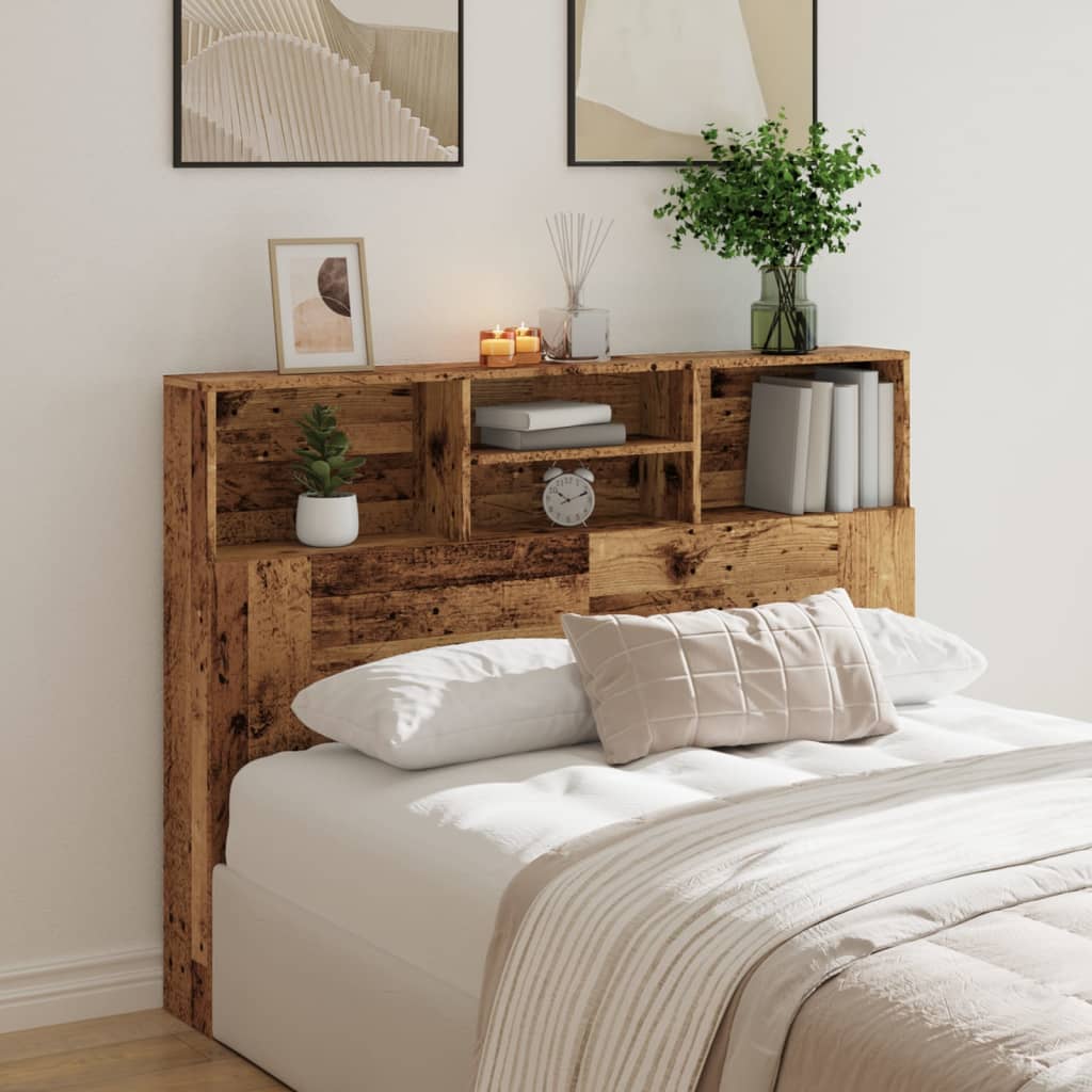 vidaXL Headboard Cabinet Old Wood 140x19x103.5 cm