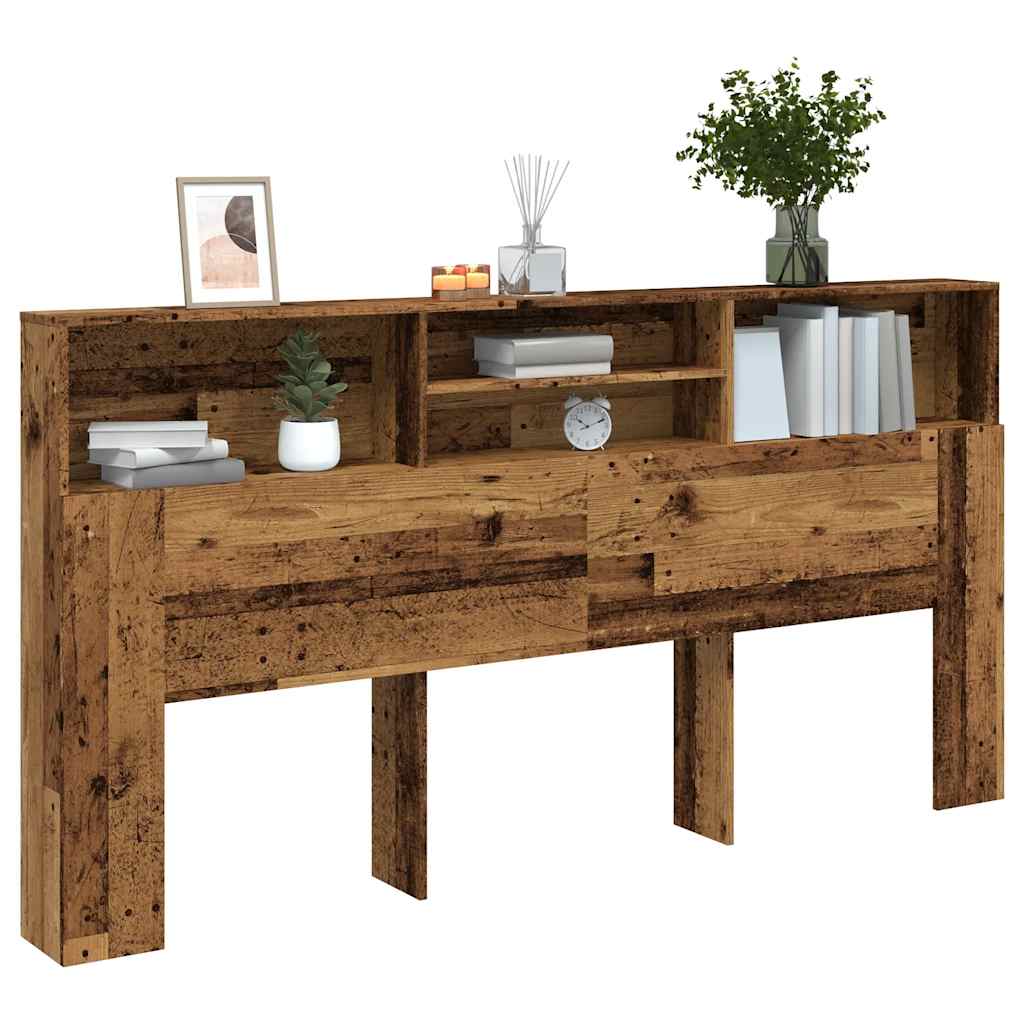 Headboard Cabinet Old Wood 200x19x103.5 cm Engineered Wood