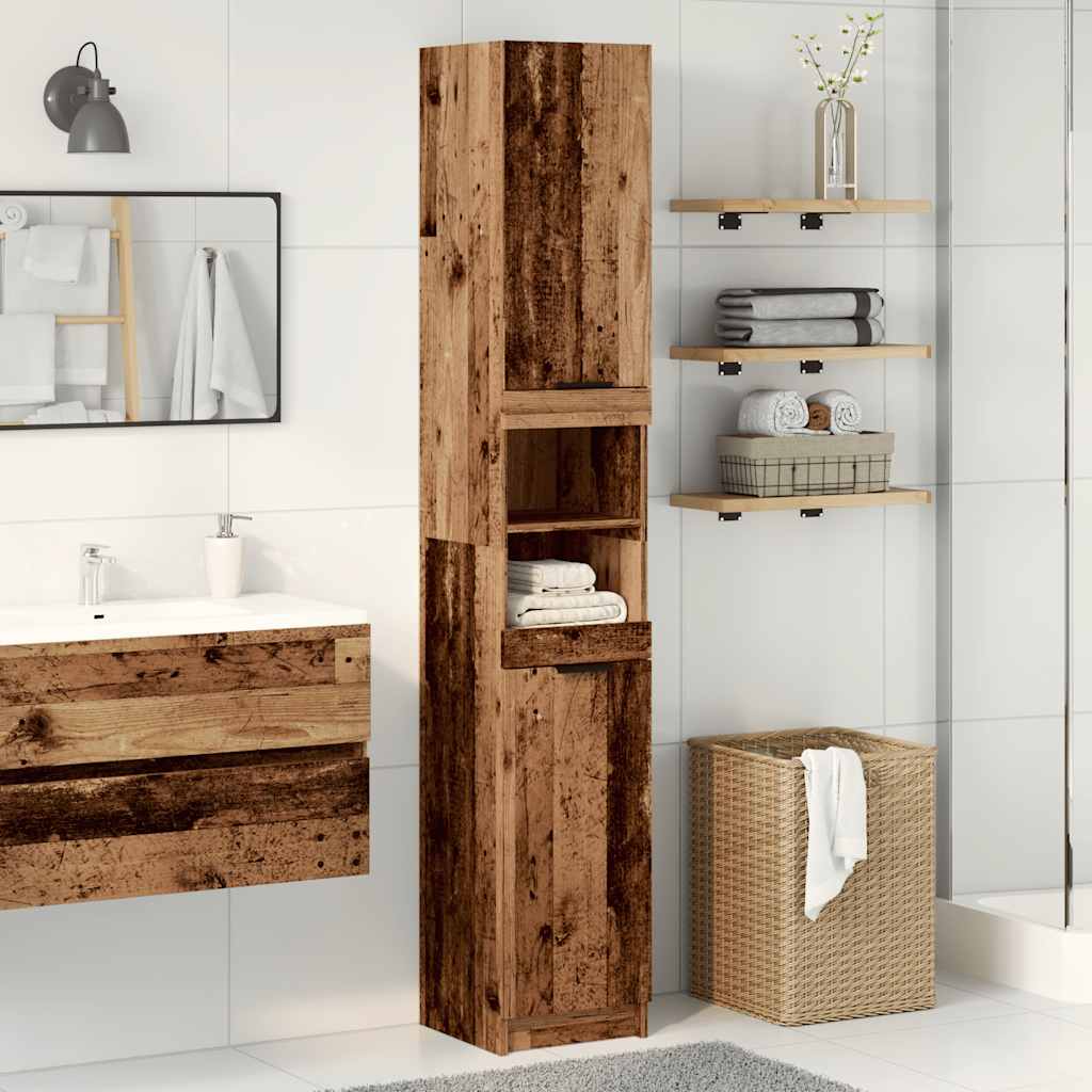 Bathroom Cabinet Old Wood 32x34x188,5 cm Engineered Wood