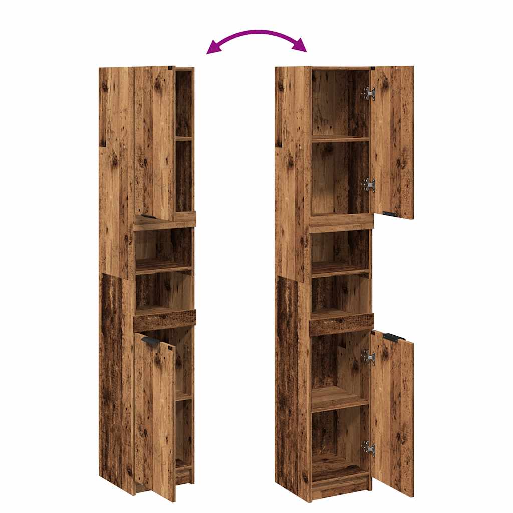 Bathroom Cabinet Old Wood 32x34x188,5 cm Engineered Wood