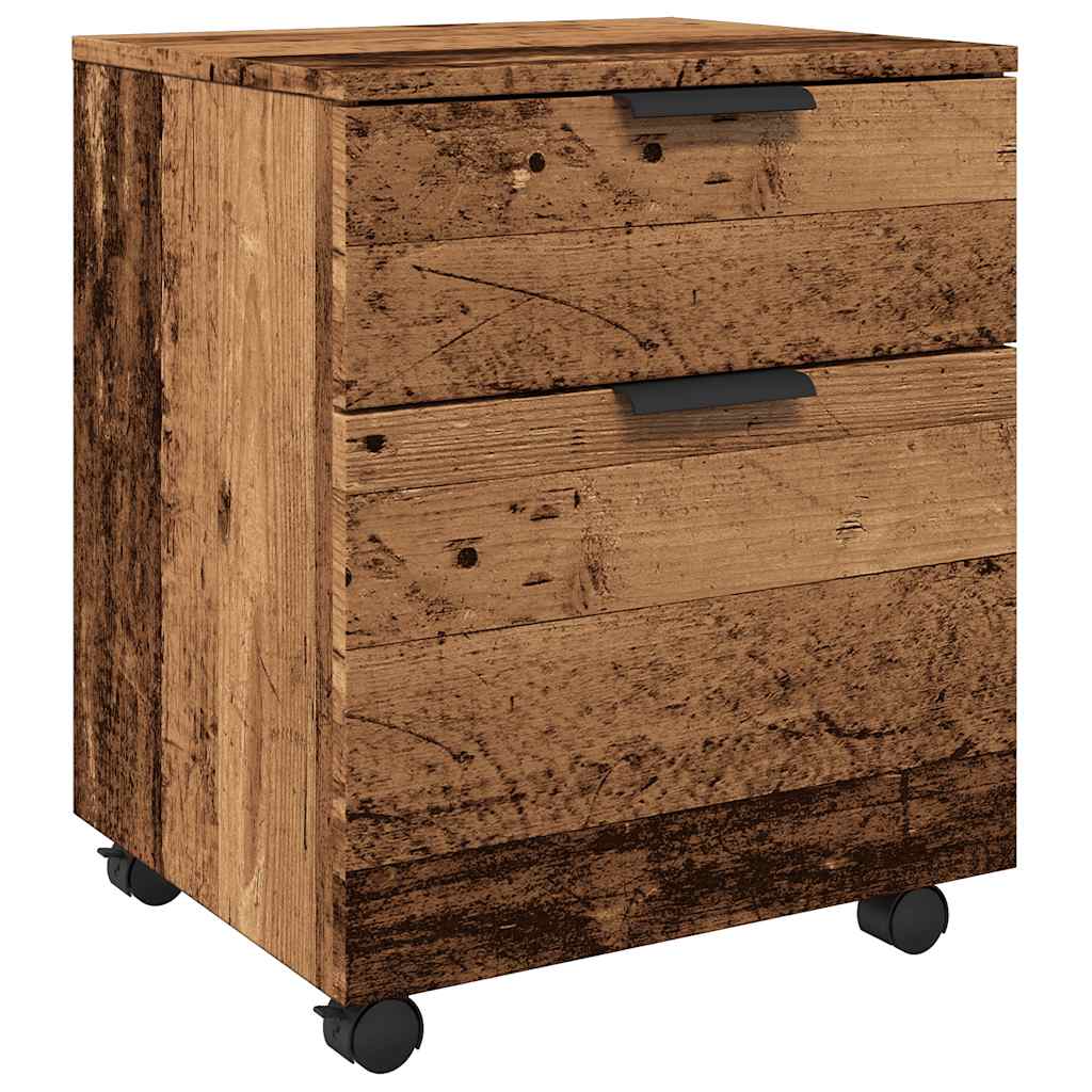 Mobile File Cabinet with Wheels Old Wood 45x38x54 cm Engineered Wood