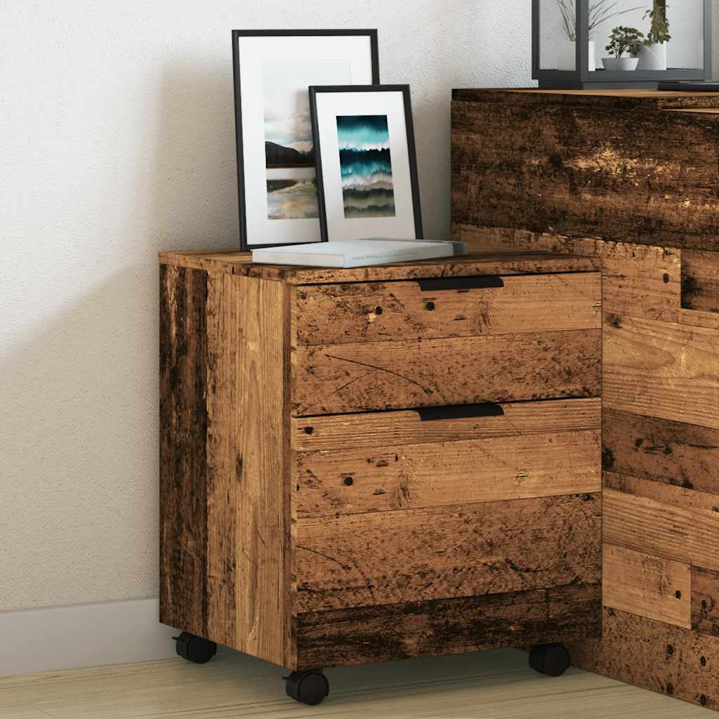Mobile File Cabinet with Wheels Old Wood 45x38x54 cm Engineered Wood
