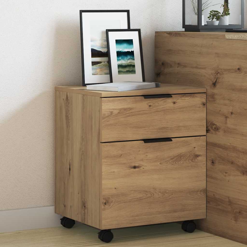Mobile File Cabinet with Wheels Artisan Oak 45x38x54 cm Engineered Wood