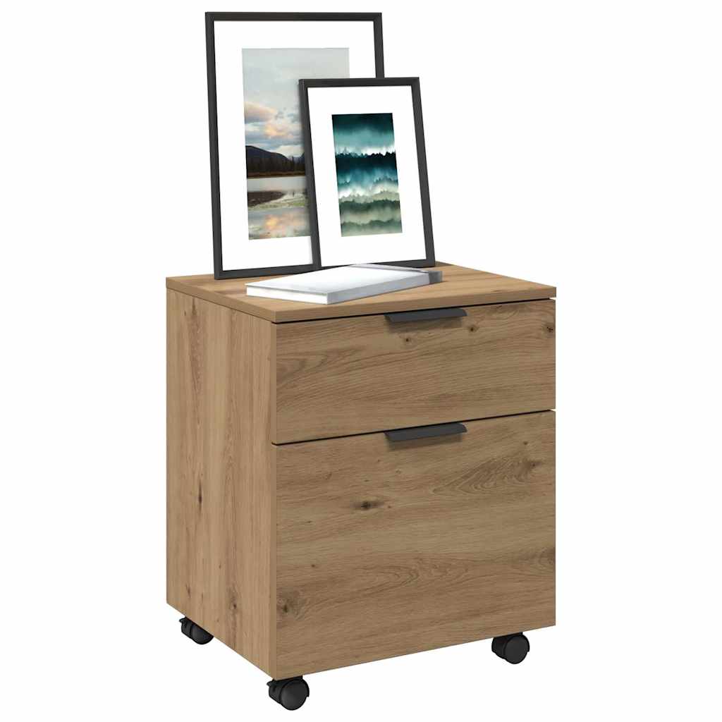 Mobile File Cabinet with Wheels Artisan Oak 45x38x54 cm Engineered Wood