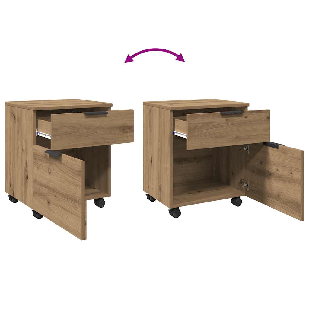 Mobile File Cabinet with Wheels Artisan Oak 45x38x54 cm Engineered Wood
