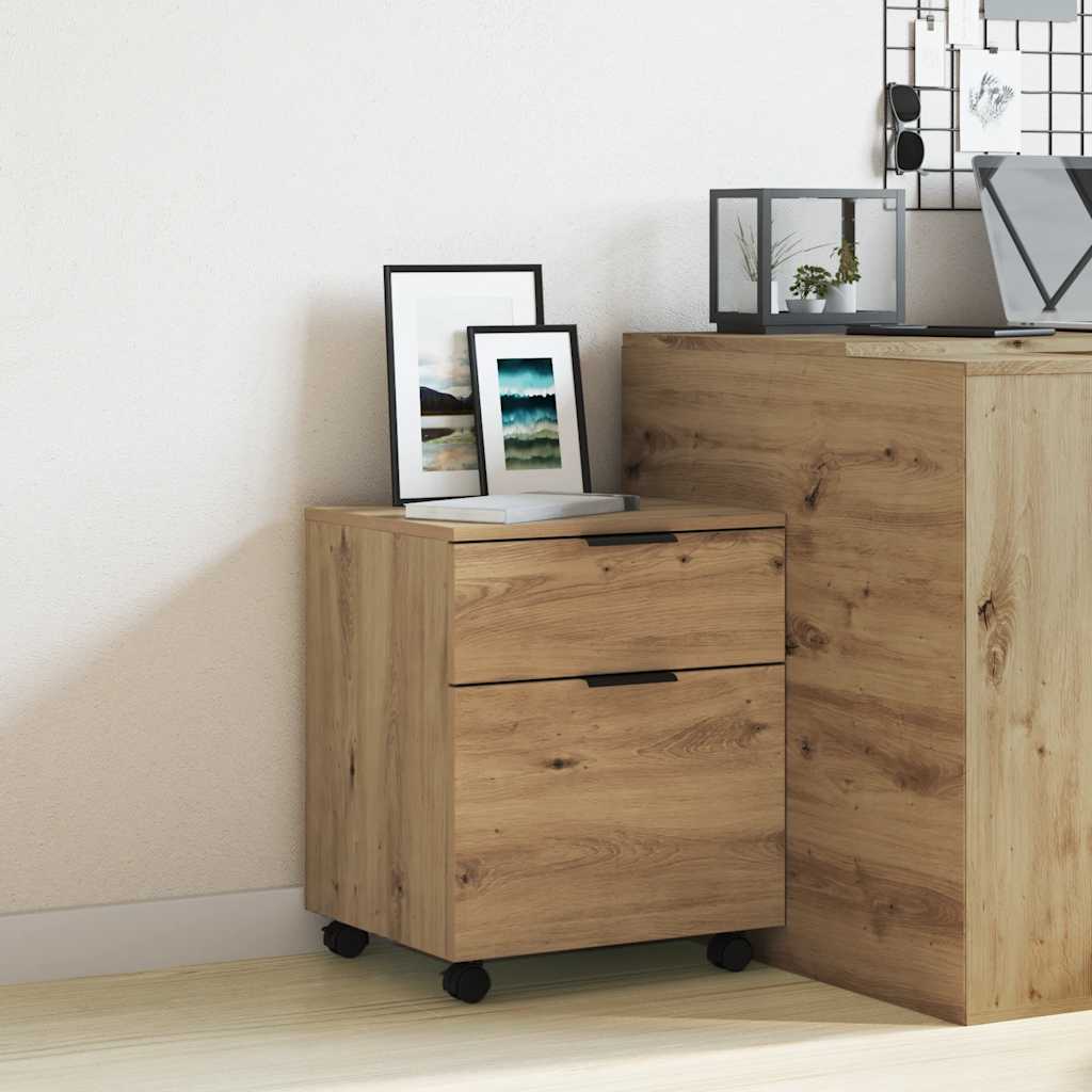 Mobile File Cabinet with Wheels Artisan Oak 45x38x54 cm Engineered Wood