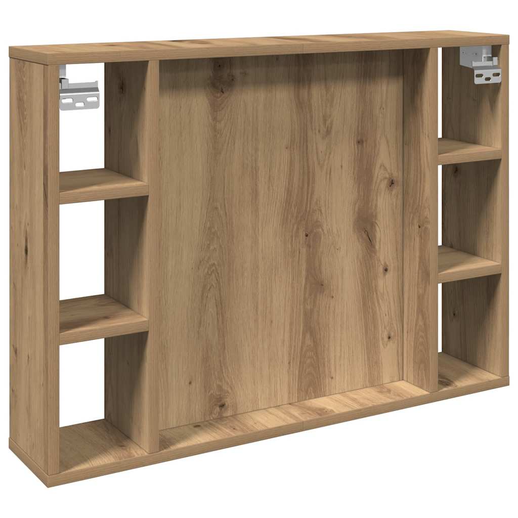 Mirror Cabinet with LED Artisan Oak 76x15x55 cm Engineered Wood