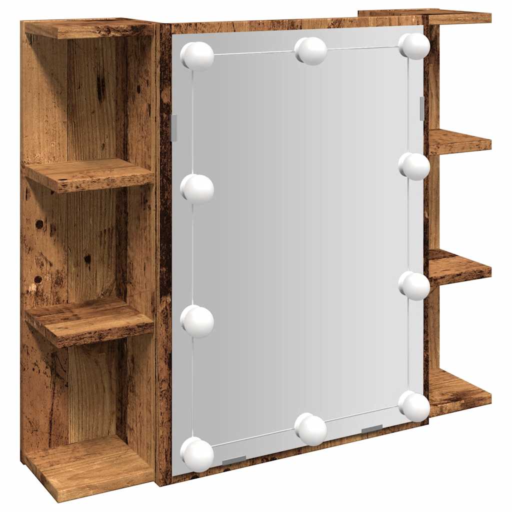 vidaXL Mirror Cabinet with LED Old Wood 70x16.5x60 cm