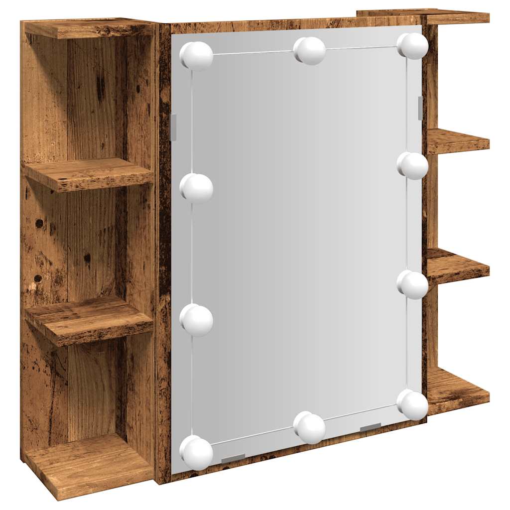 Mirror Cabinet with LED Old Wood 70x16,5x60 cm