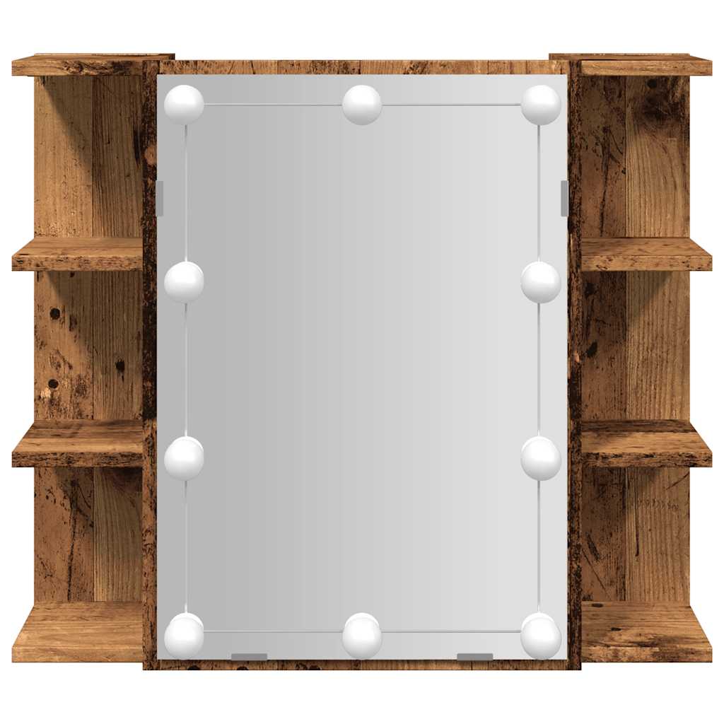 vidaXL Mirror Cabinet with LED Old Wood 70x16.5x60 cm